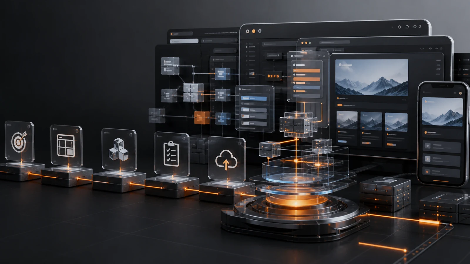 Modular web and software architecture assembled into responsive products