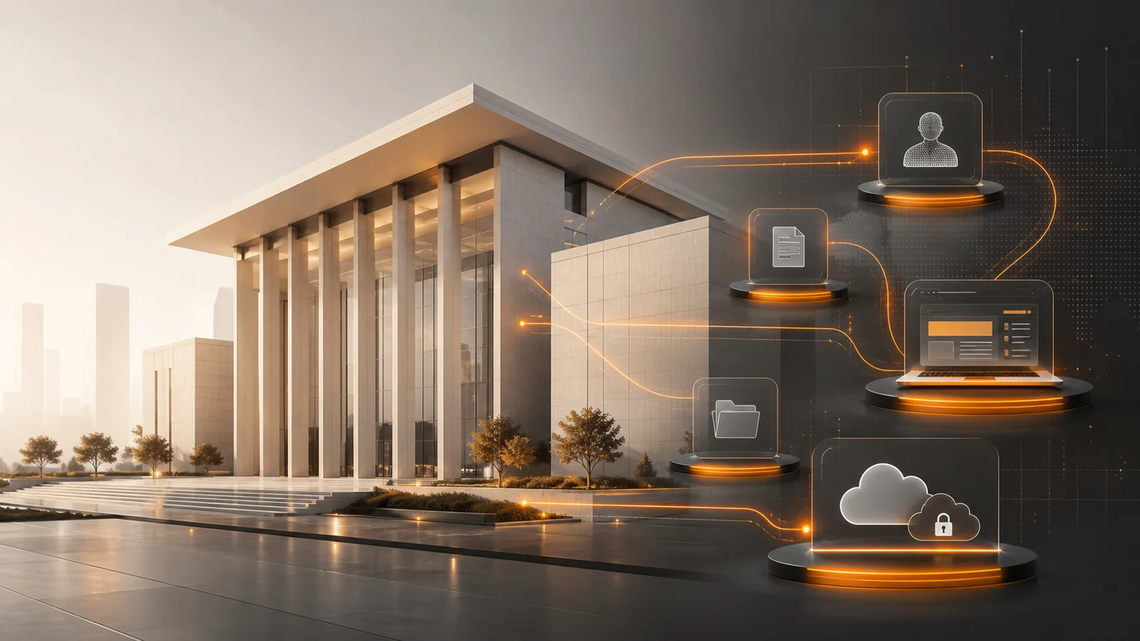 Civic institution connected to secure digital public service modules